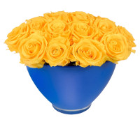 Sunny Yellow In Blue Vase
